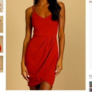 Rust Red Dress with overlapping bottom